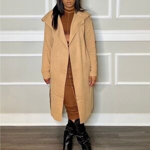 Camel Faux Suede Cardigan